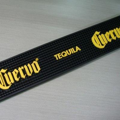 Factory customized Eco-friendly soft pvc bar mat with embossed all black logo for pub