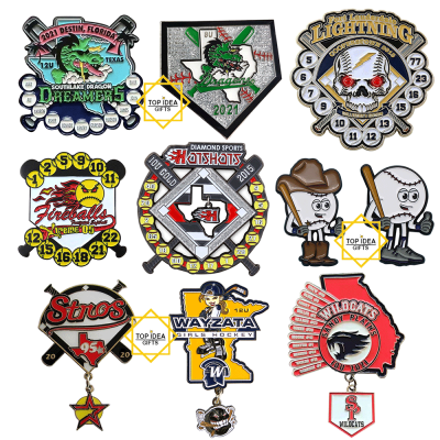 Die Struck Soft Hard Enamel Baseball Softball Trading Pin
