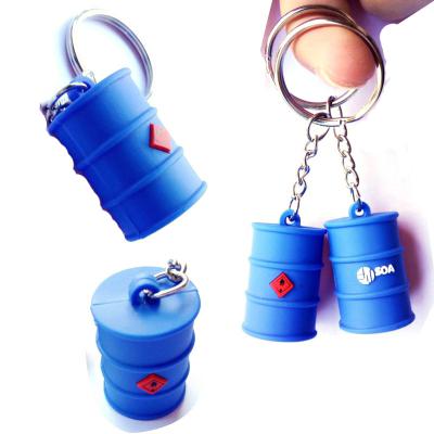 3D Rubber PVC Oil Drum Keychain Soft PVC Oil Can Keyring