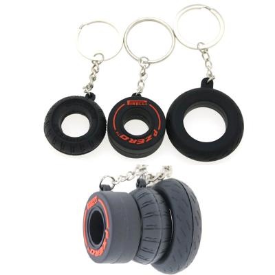 3D Rubber PVC Tyre Keychain Silicone Soft PVC Wheels Keycharm