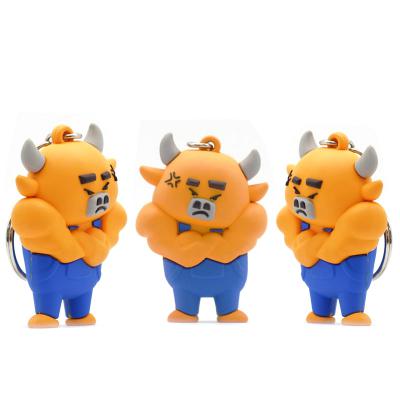 3D Bull Soft PVC Keychain Silicone Bull Keycharm